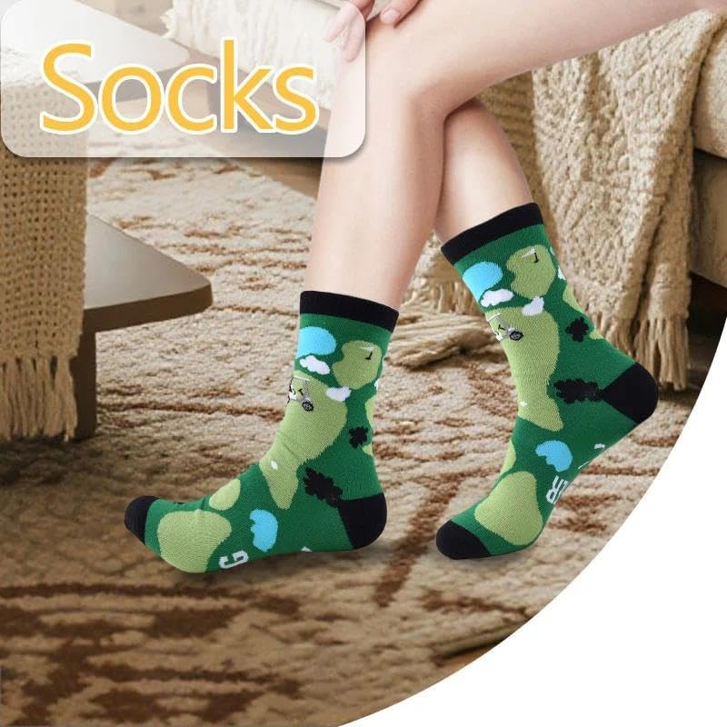 Funny Socks for Men Golf Pickleball Lover Gifts for Uncle Grandpa Dad Birthday Holiday Presents for Pickleball Golf Person Present for Boyfriend Husband - Orange image number 7