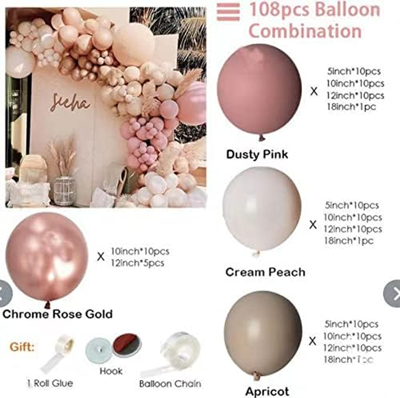 Uandhome Balloon Arch Garland Kit, Blush Nude Apricot Party Balloons for Retro Boho Wedding Baby Shower Bridal Engagement Anniversary Birthday Decorations image number 6