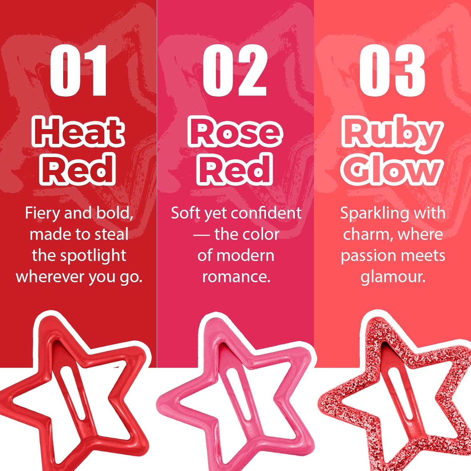 JASVERLIN 36 Pcs Red Star Hair Clips Accessories for Women Girls, Y2K Kawaii Thin Thick Cute Colorful Metal Snap Barrettes for Rave Glitter Hairclips Mixed Sizes image number 3