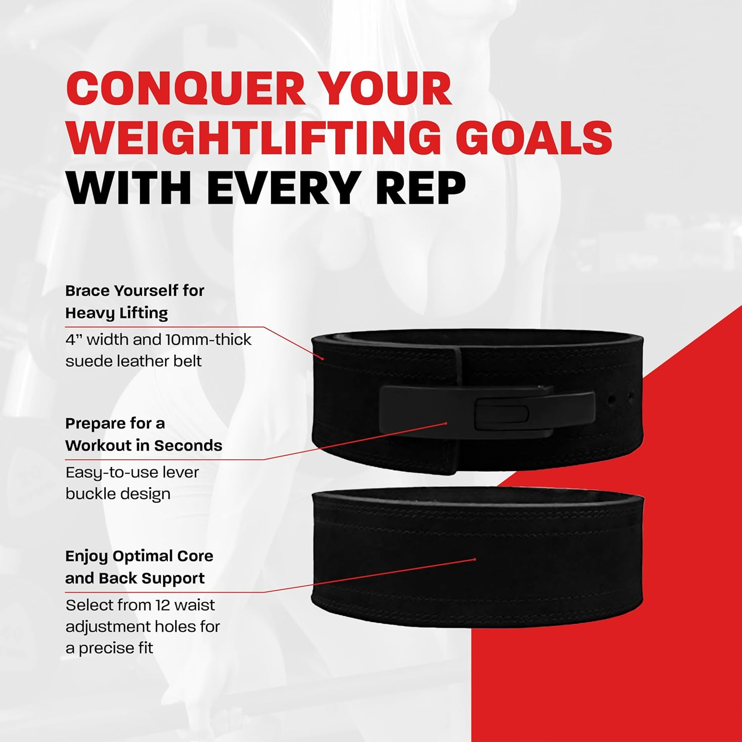 Hawk Sports Lever Belt Black Genuine Leather Powerlifting Men & Women Power Lifting 10Mm Weightlifting Belt! image number 2