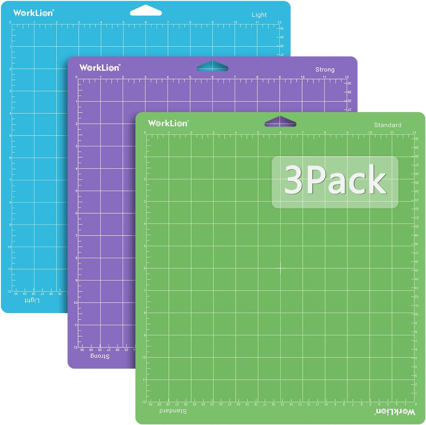 WORKLION Cutting Mat 12X12 for Cricut: Cricut Explore One/Air/Air 2/Maker Gridded Adhesive Non-Slip Durable Mat for Sewing Quilting and Arts & Crafts Projects - Cutting Mat Set(Variety) image number 3