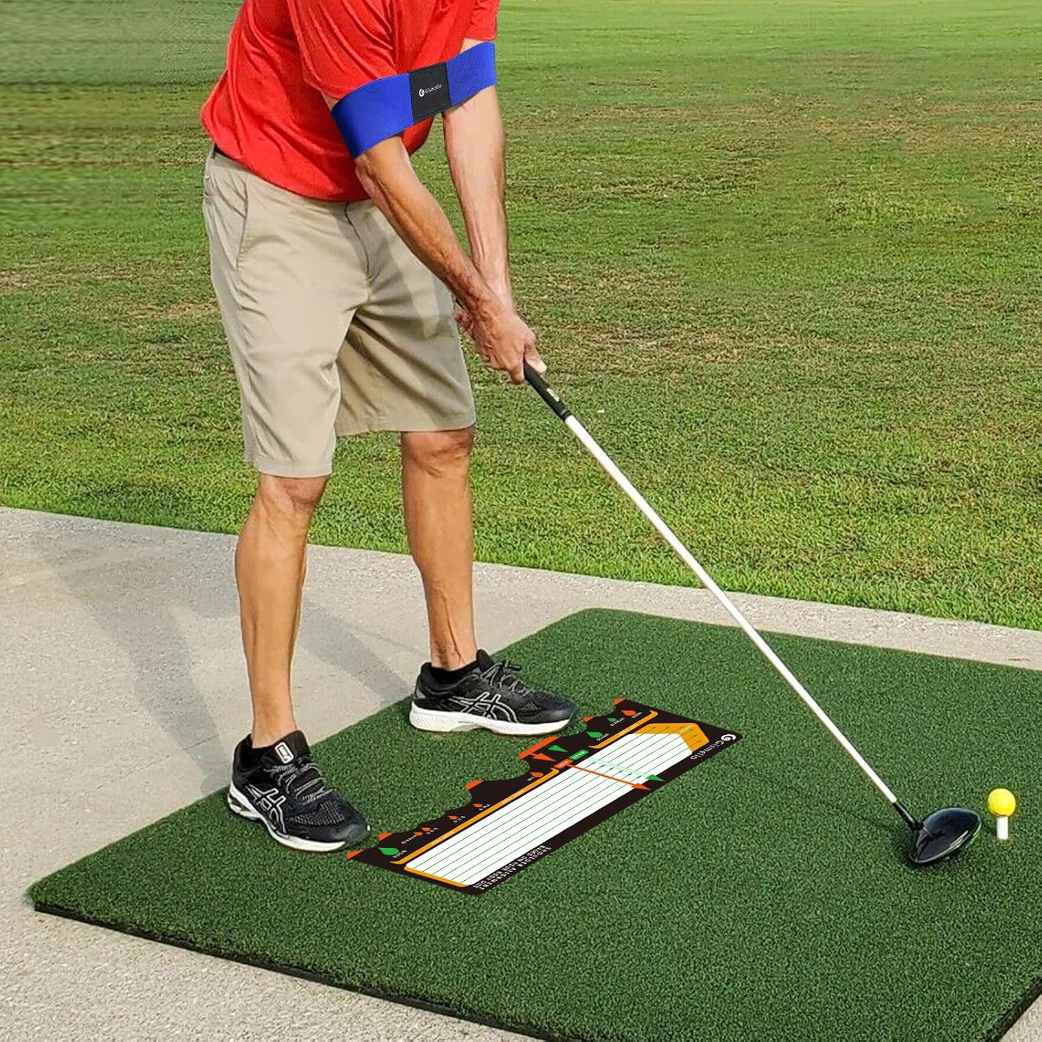 Golf Training Mat for Beginners | Posture Assistance and Entry-Level Stance Corrector | Golf Training Aids Pad for Men Women - Grey image number 5