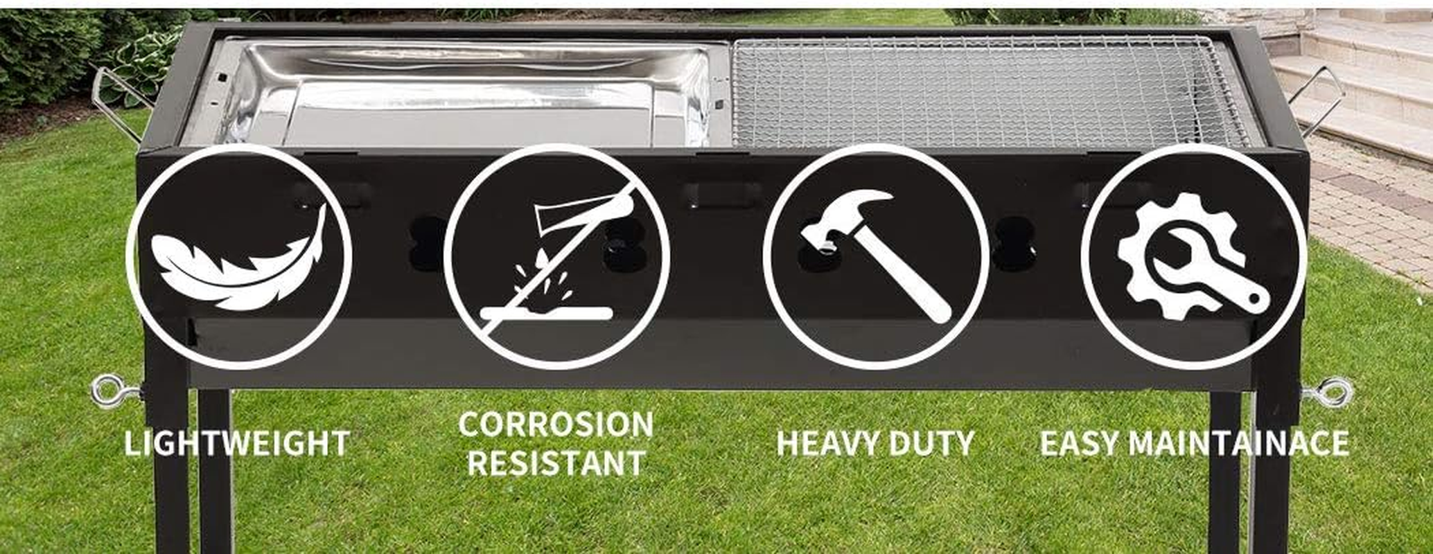 Charcoal BBQ Grill Protable Hibachi Outdoor Barbecue Set Camping Picnic Grills image number 2