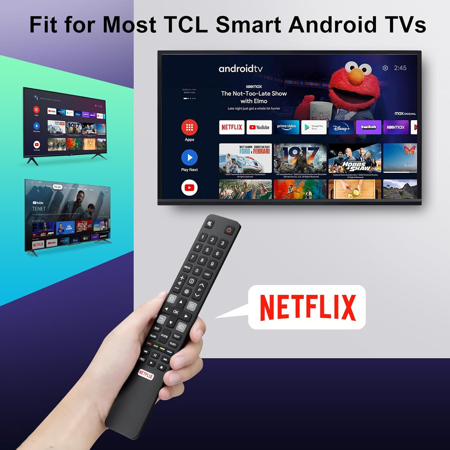 (Pack of 2) Universal Remote Control RC802N for TCL Smart Android Tvs FFALCON LED 4K UHD HDR Smart Tvs,Replacement with Shortcut Buttons for Netflix