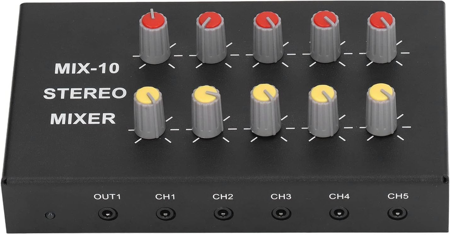 10 Channel Stereo Mixer, Adjustable Volume Aluminum Alloy Shell DC5‑12V Amplifier Mixer for Home Theater image number 3