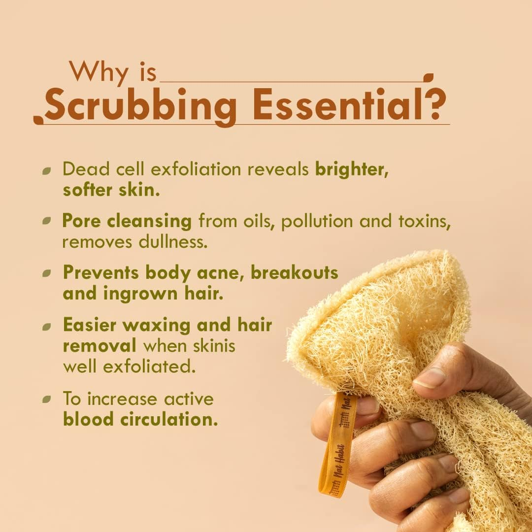 Nat Habit - Back to Natural Secrets Everyday Natural Sun Dried Bath Loofah, Body Sponge & Scrubber for Men & Women, Organic Luffa for Bath Shower Skin Exfoliation 2 Count (Pack of 1) Brown image number 1