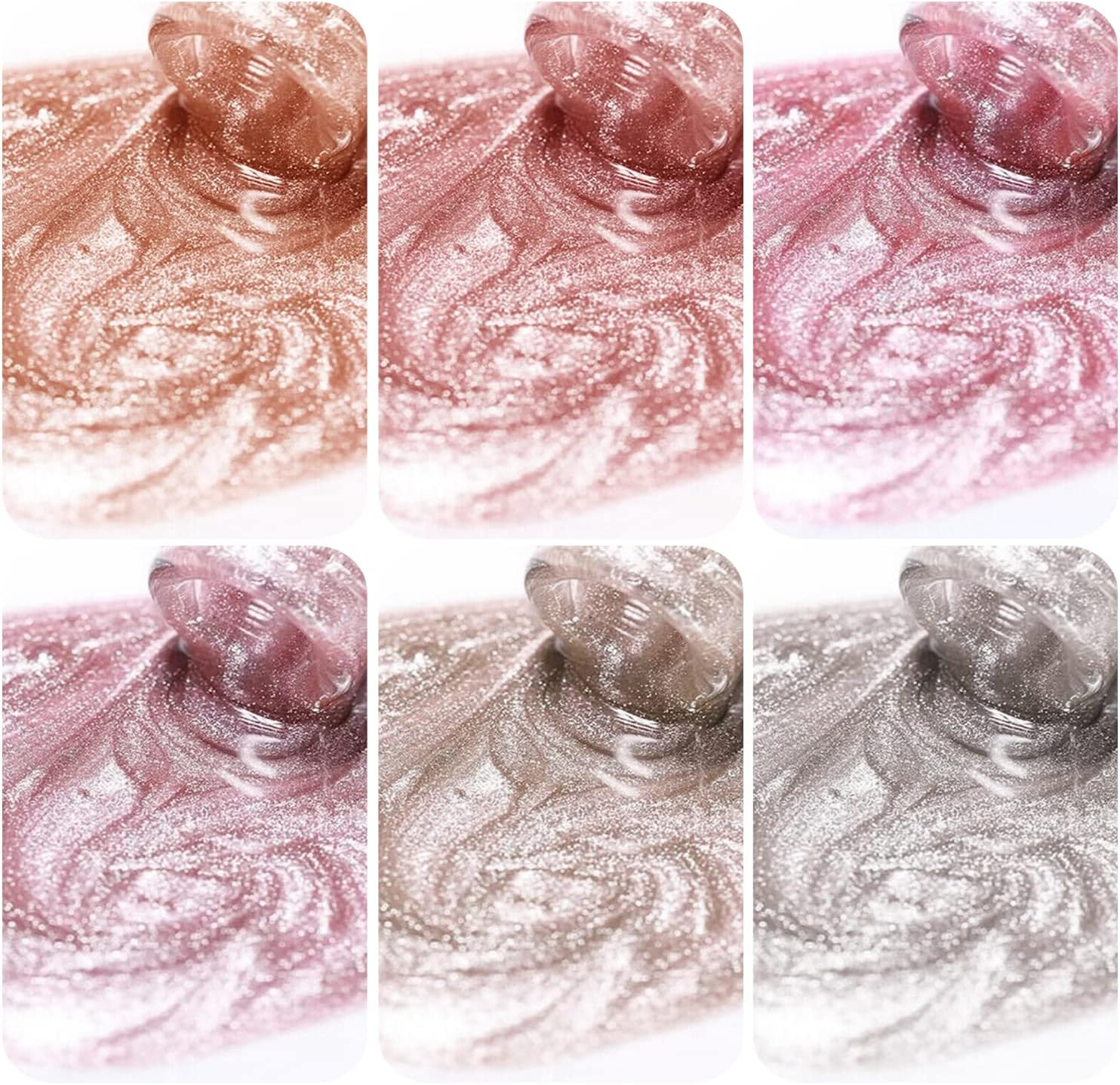 Vishine Holographic Glitter Cat Eye Gel Polish UV LED Soak off Nail Polish Home DIY Manicure Nail Salon Varnish Set of 6 Colors with Free Magnet 8Ml - 6 Color Set - 8Ml image number 2