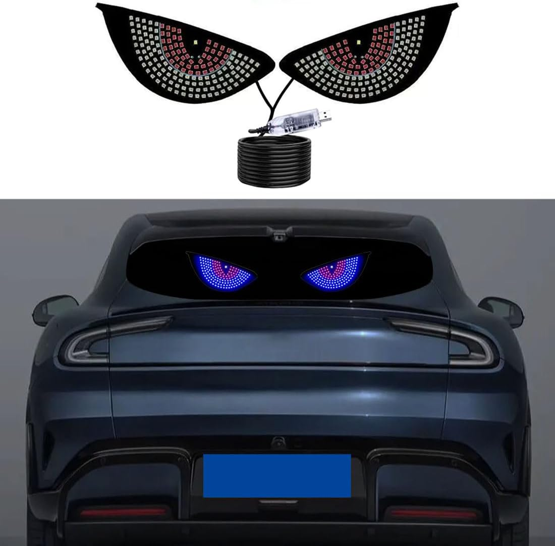 2Pcs Car Demon Eye Lamp,Car Windshield LED Eye,Car Rear Window LED Demon Eye,Dynamic Demon Eye Car Lamp,Led Eyes for Car,Car LED Demon Eye Light