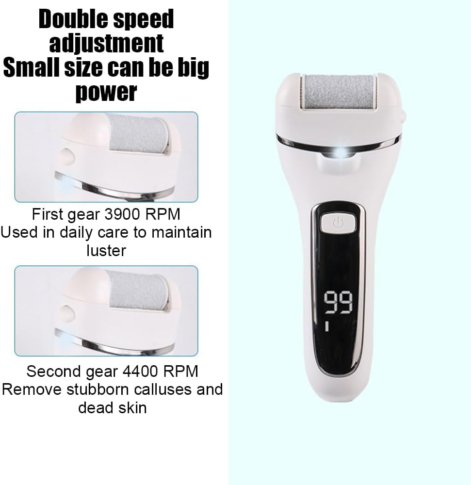 MTSDM Electric Foot File, Portable Callus Removers Foot Pedicure Tools with 2 Roller Heads, Professional Pedicure Dead Feet Remover Kit, Perfect for Dead, Hard Cracked Dry Skin Polishing image number 5