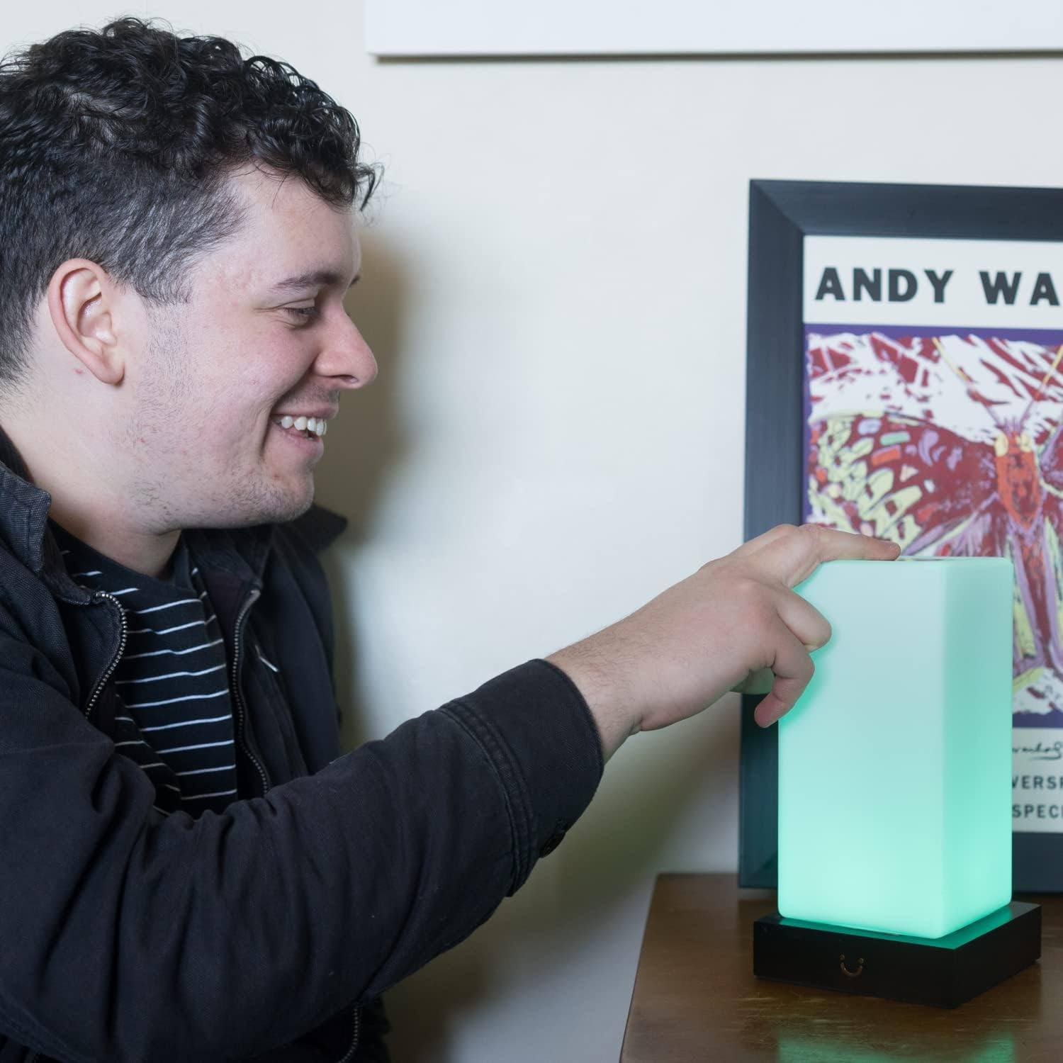 Luvlink Tower Friendship Lamp V2 Extended Wifi Range - Bluetooth Setup - Wood & Glass Design (Single, Walnut) image number 5