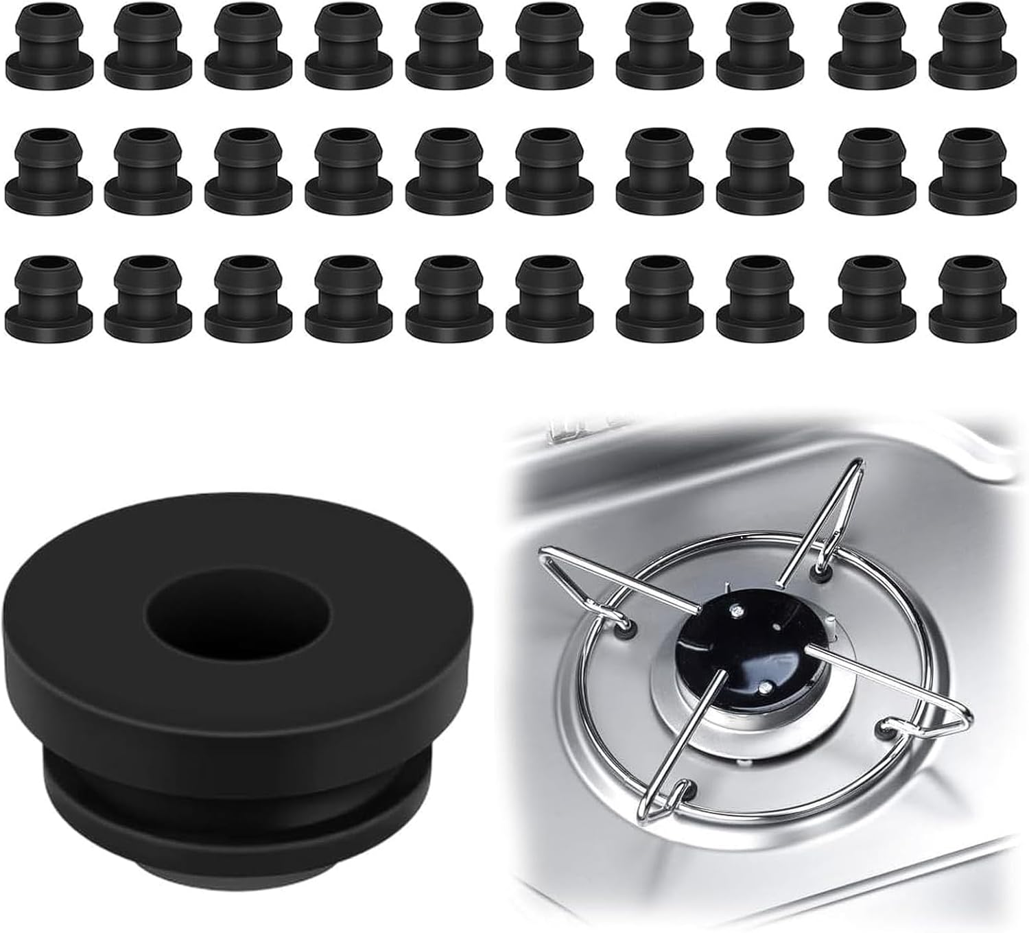 30 X Rubber Grommet Guides, Motorhome Gas Stove Pot Carrier Rubber, Rust Rubber Feet, Rubber Grommets for Pot Supports, Rubber Stoppers Compatible with Dometic Smev Thetford 5 Mm Rods image number 4