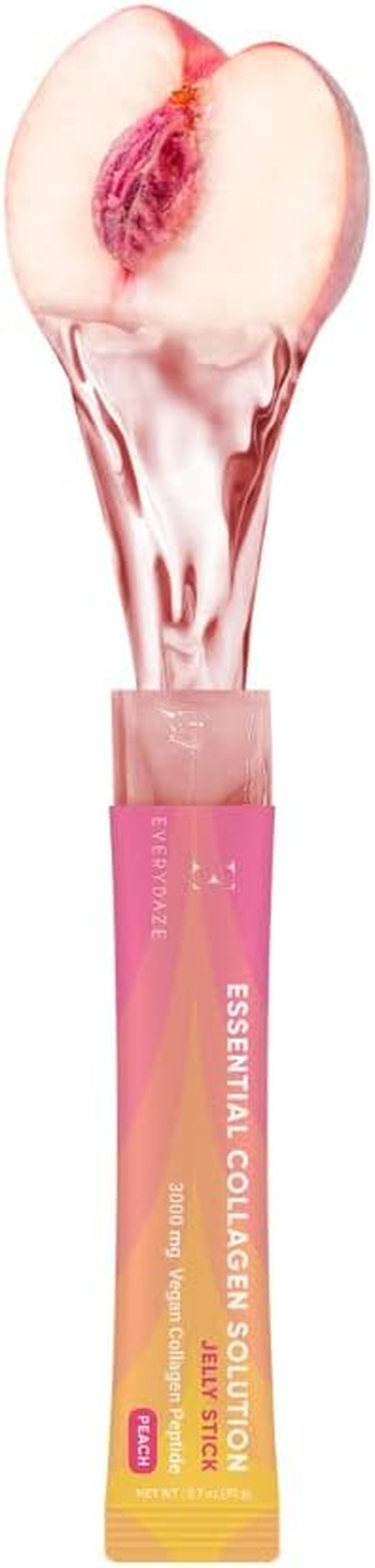 Essential Collagen Solution Jelly Stick, 3000 Mg Vegan Collagen Peptide, Vitamins & Minerals, On-The-Go Snack&hellip; (10 Packs, Peach) image number 6