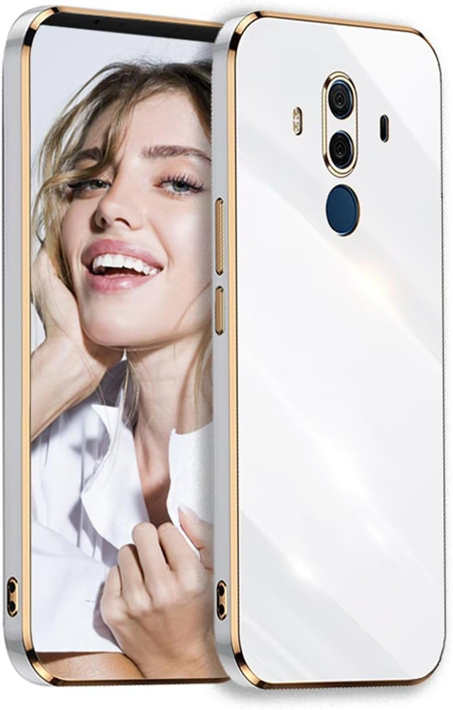 POUHYE Mobile Phone Case for Huawei Mate 10 Pro, Original, Girls' Galvanised Camera Protection, Soft TPU Silicone Protective Case, Ultra Thin Case, Shockproof Case for Huawei Mate 10 Pro, White