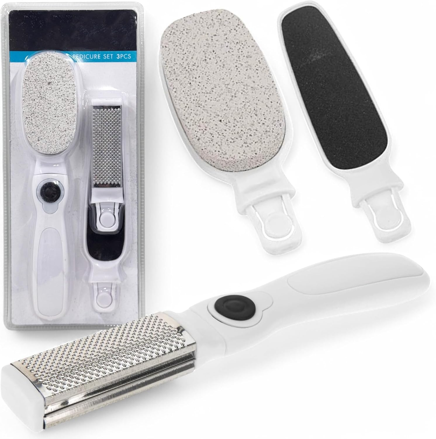 4-Piece Foot Care Pedicure Set Callus Remover Callus Rasp Callus File Foot File Foot Care Kit (White) image number 5