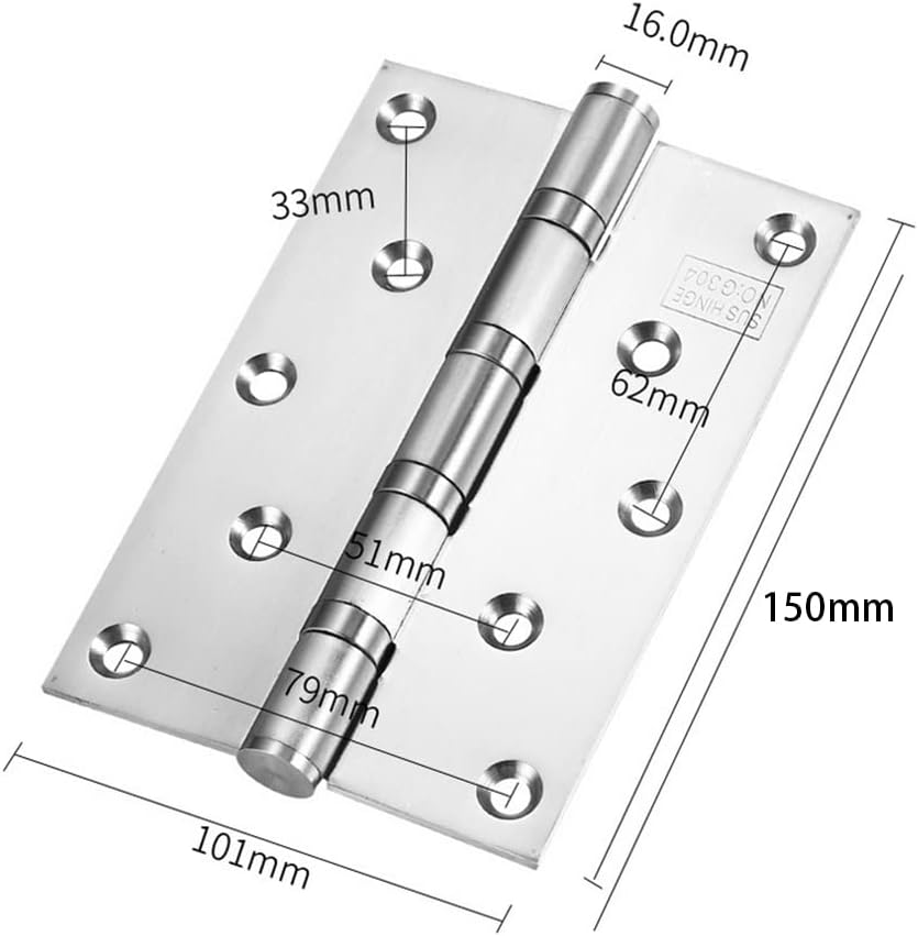 Hyever 6 Inch Ball Bearing Door Hinges for Heavy Duty Wood Door, Door Hinges with Mounting Hardware, 6 X 4 Inch NRP with Square Corners for Interior & Exterior Door White Surface 2Pcs image number 4