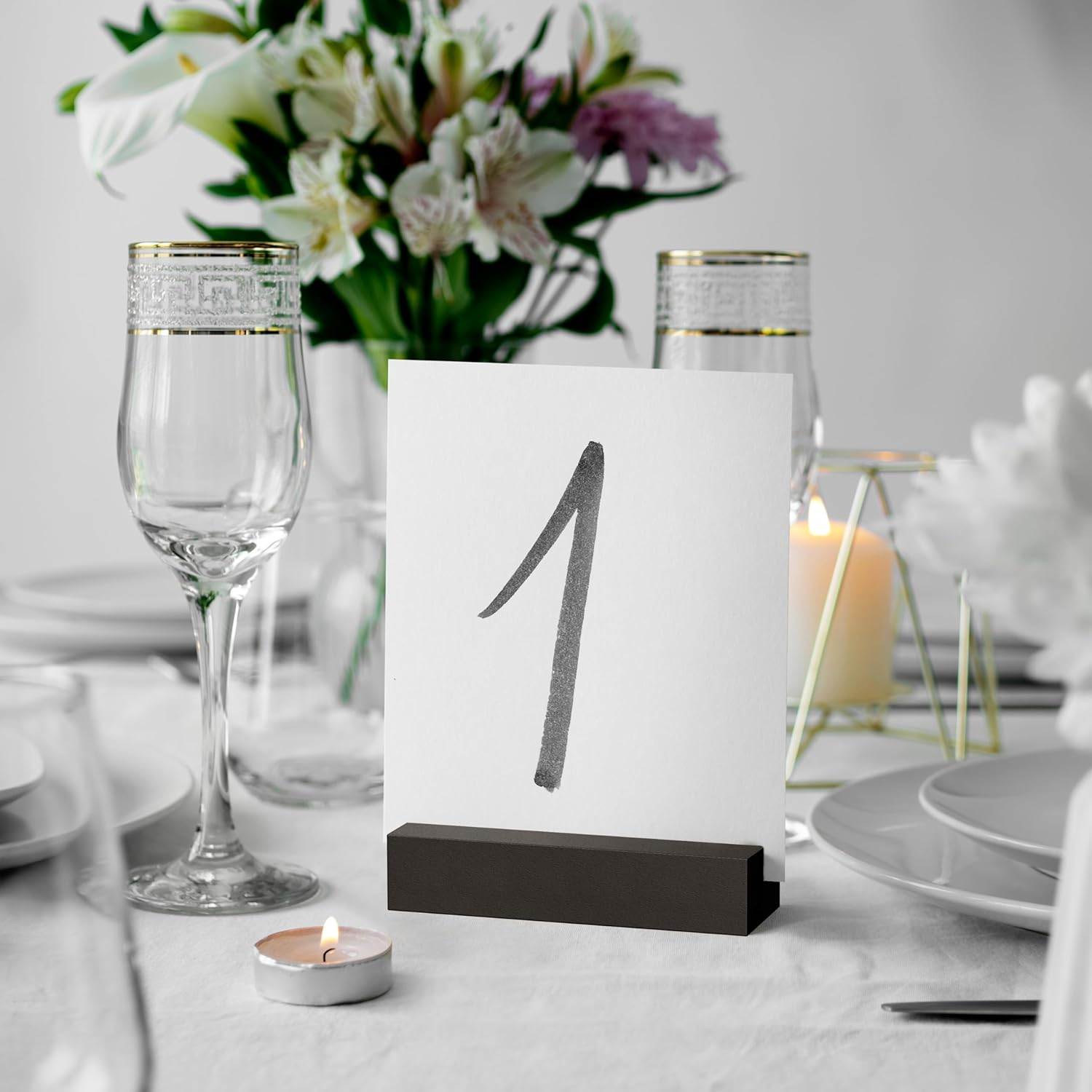 Tidita Place Card Holder 4.7X1.6X1 Acacia Wood-Acrylic Sign Holders - Table Card Display Stands, Perfect for Table Number Signs, Wedding Party Events - Acrylic Sign NOT Included (Pack 20 Black Color) image number 3