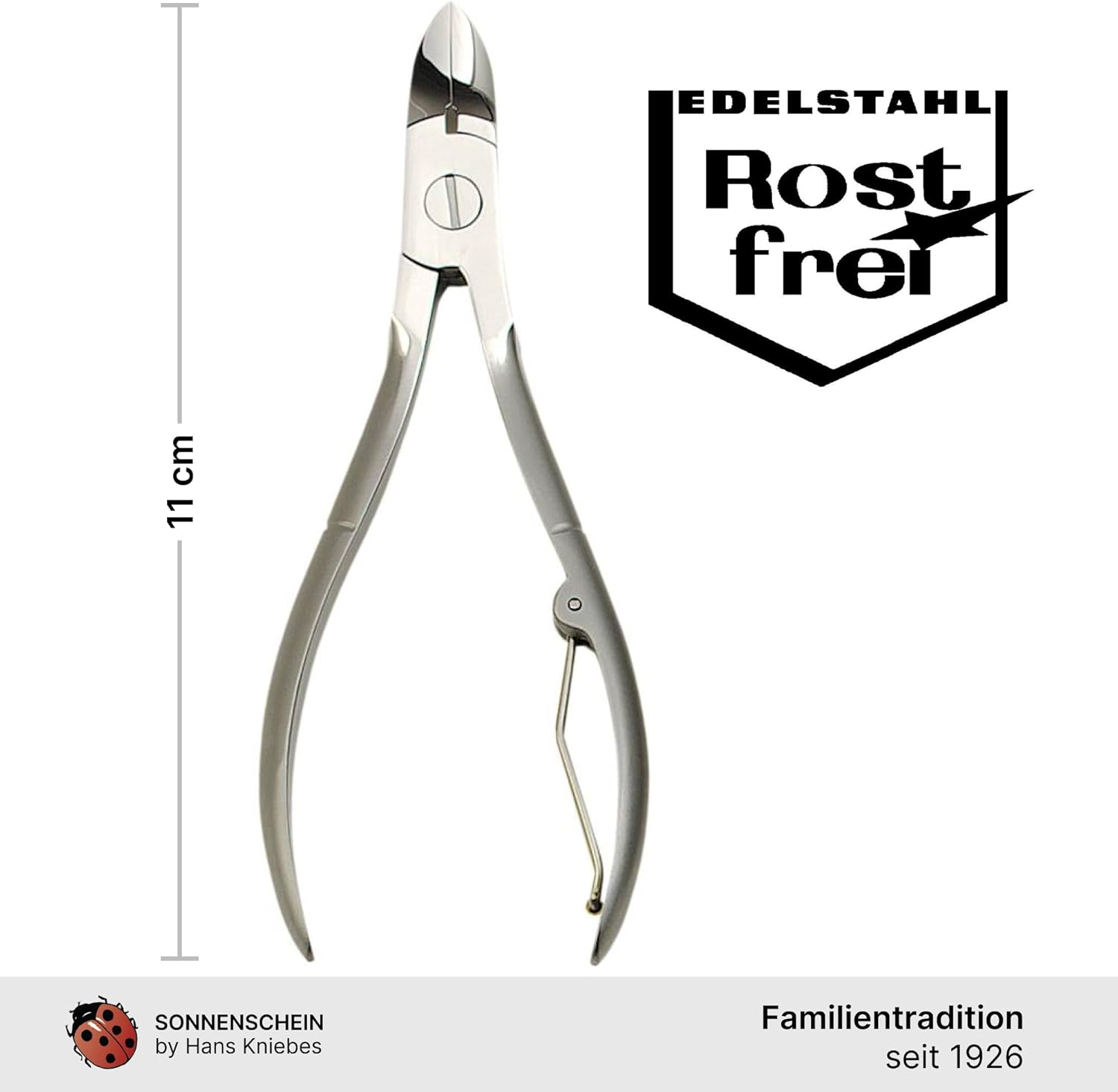 Sonnenschein by Hans Kniebes 11 Cm Nail Clippers with Reversing Spring - Precise, Frosted, Rustproof, Anti-Allergenic - Stainless Steel image number 1