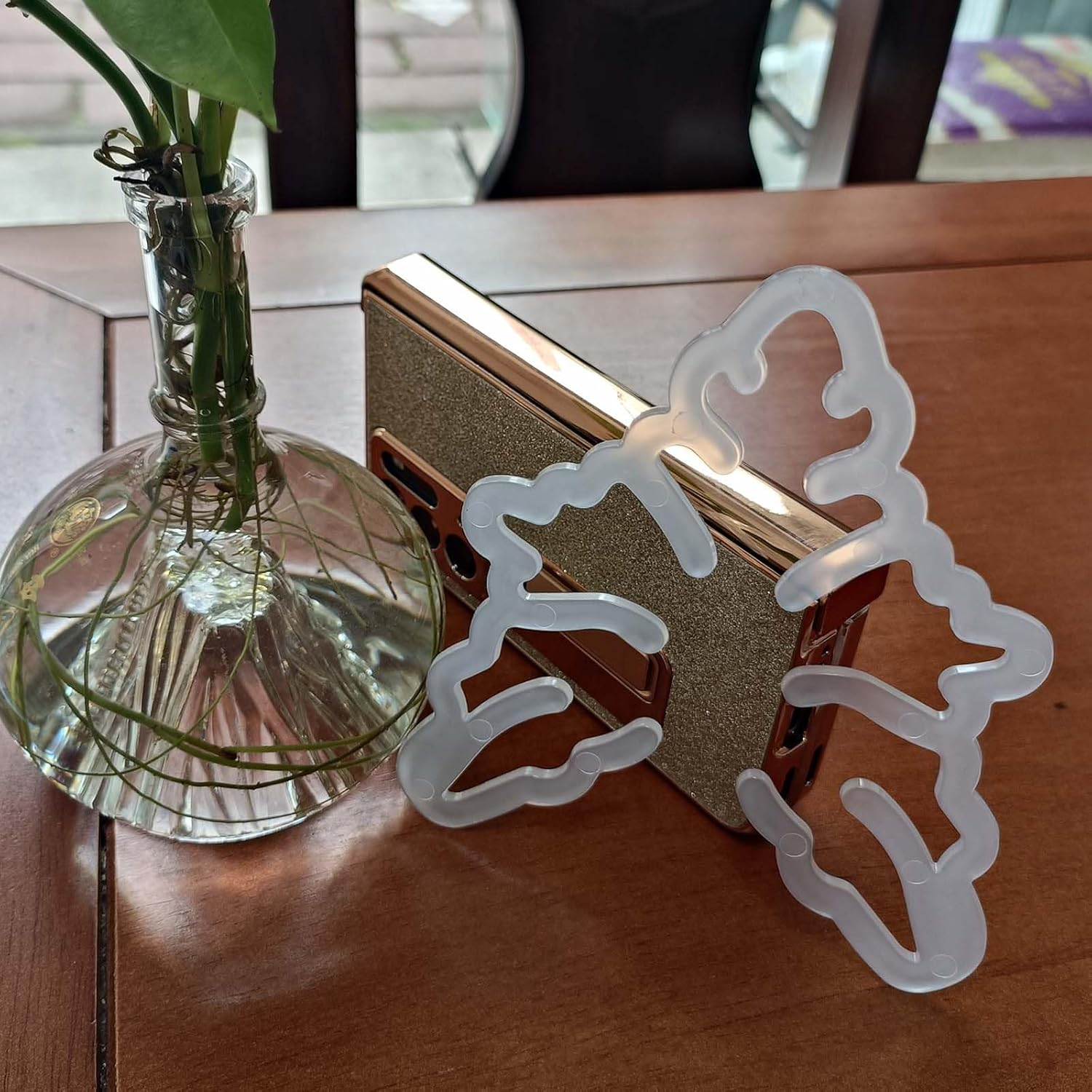 2Packs Leaf Plant Support for Monstera - Aesthetic Bamboo Clamp Set with Support Rings, Unique Plant Stakes for Vertical Growth | Durable 2-Piece Plant Support System image number 1