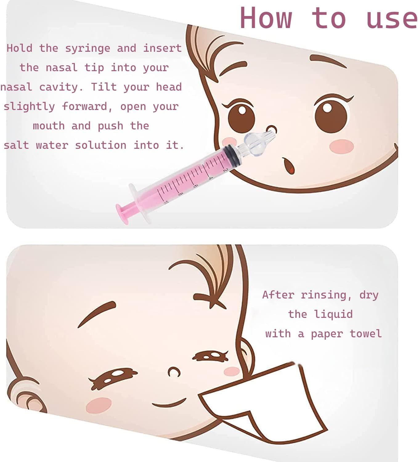 Nasal Aspirator, 8 Pcs Portable 10 ML Saline Nasal Spray Douche, Safe and Comfortable Syringe for Nasal Irrigator