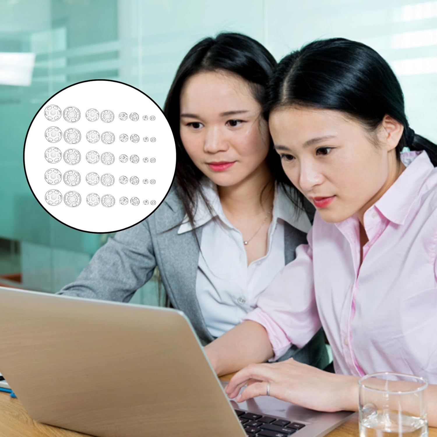 100 Sets Plastic Snap Fasteners Buttons Plastic Snaps Buttons Sew-On Snap Buttons Press Studs Snap Fasteners Transparent Buttons for Purse Handbag Clotheing Craft Supplies (7 Mm,12 Mm,15 Mm,21 Mm) image number 6