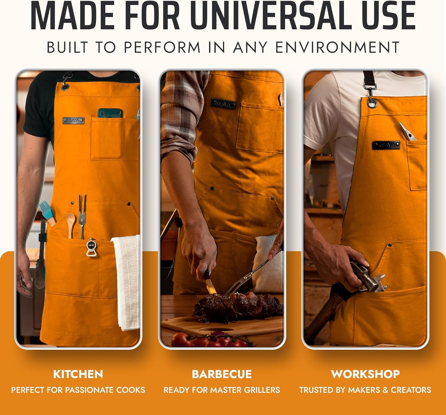 Asaya Chef Apron for Men and Women + Hand Towel and Bottle Opener - 10Oz Canvas - Blue-Green image number 6