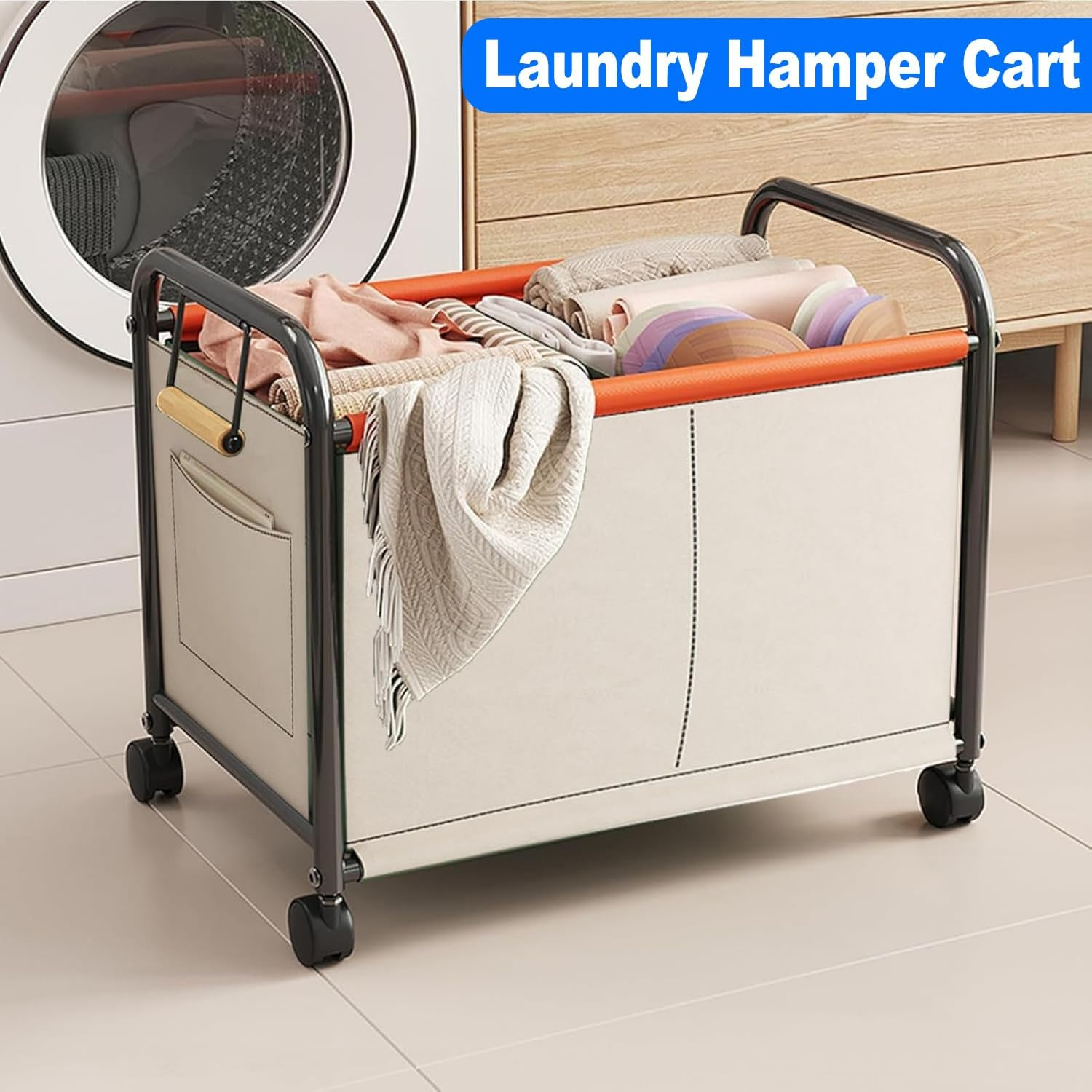 Kids Toy Box with Wheels & Dividers &ndash; Large Removable Storage Organizer Bin for Toys, Clothes, Blankets, Nursery & Playroom (For Boys & Girls) image number 6