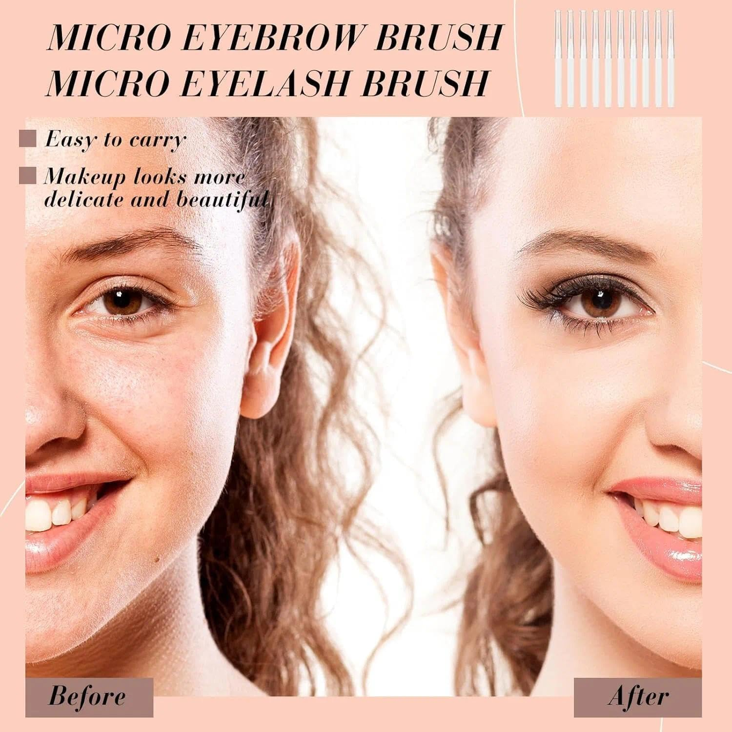 100 Pcs Micro Eyebrow & Eyelash Spoolie Brushes with Cap, Brow Lamination & Eyelash Extension Tools,Makeup Applicators & Comb Multifunctionaltool Kit for Professionals - Ruibex(White) image number 2