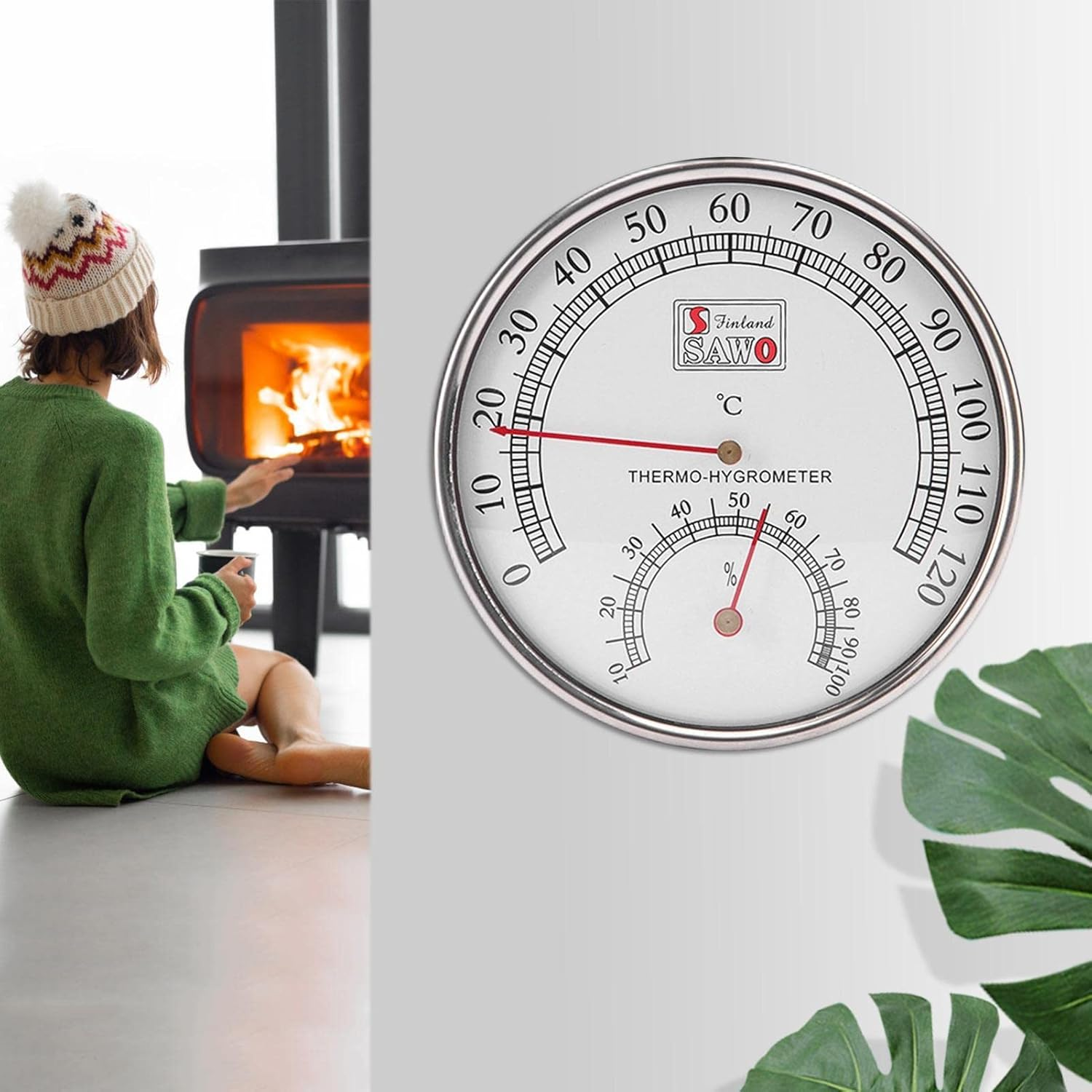 Sauna Thermometer Celsius,2-In-1 Sauna Temperature Humidity Tester - Heat-Resistant Stainless Steel Accessories for Sauna Room, image number 2