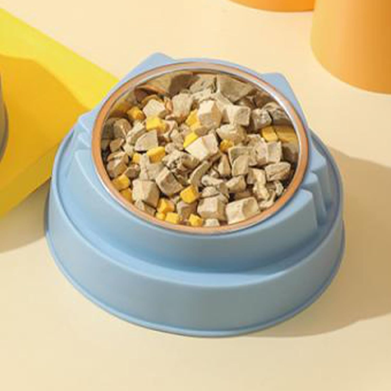 Raised Cat Bowl, Stainless Steel Plastic Cat Food Bowl Large Capacity Elevated Dog Bowl Neck Protection Pet Feeding Bowl, Raised Dog Feeder Non Slip Tilted Cat Bowl Pet Feeding Bowl for Dogs Cats