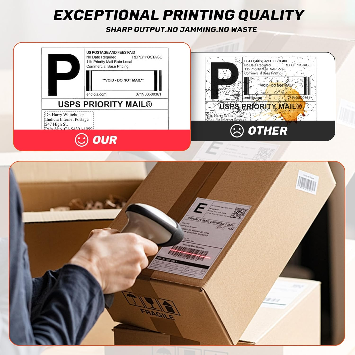 Thermal Direct Shipping Label,4''X 6'' Shipping Thermal Labels for Shipping Labels,Barcode Label, Small Business,1000Pcs/Roll image number 1