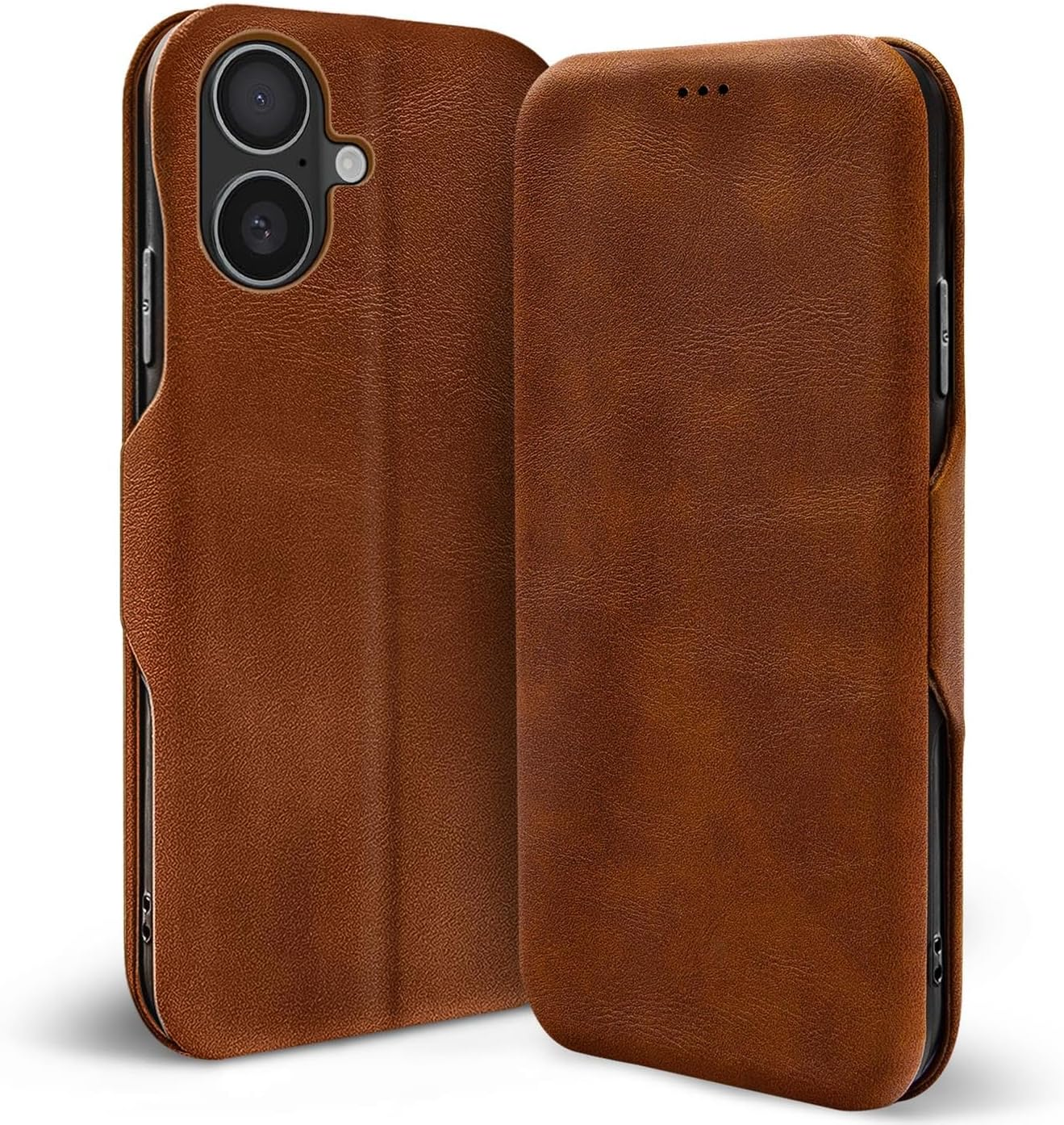 Verco Mobile Phone Case for Iphone 17, Book Style Mobile Phone Flip Cover for Iphone 17 Case Flip Case Book Case Bag, Brown