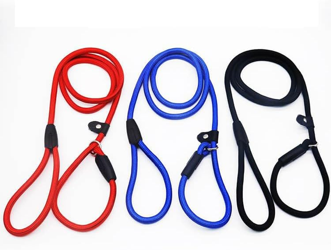 Strong Slip Rope Dog Training Leash Durable Braided Nylon with Rubber Padded Handle - No Pull Walking for Medium Large Dogs (Red, 6Mm*140Cm) image number 4
