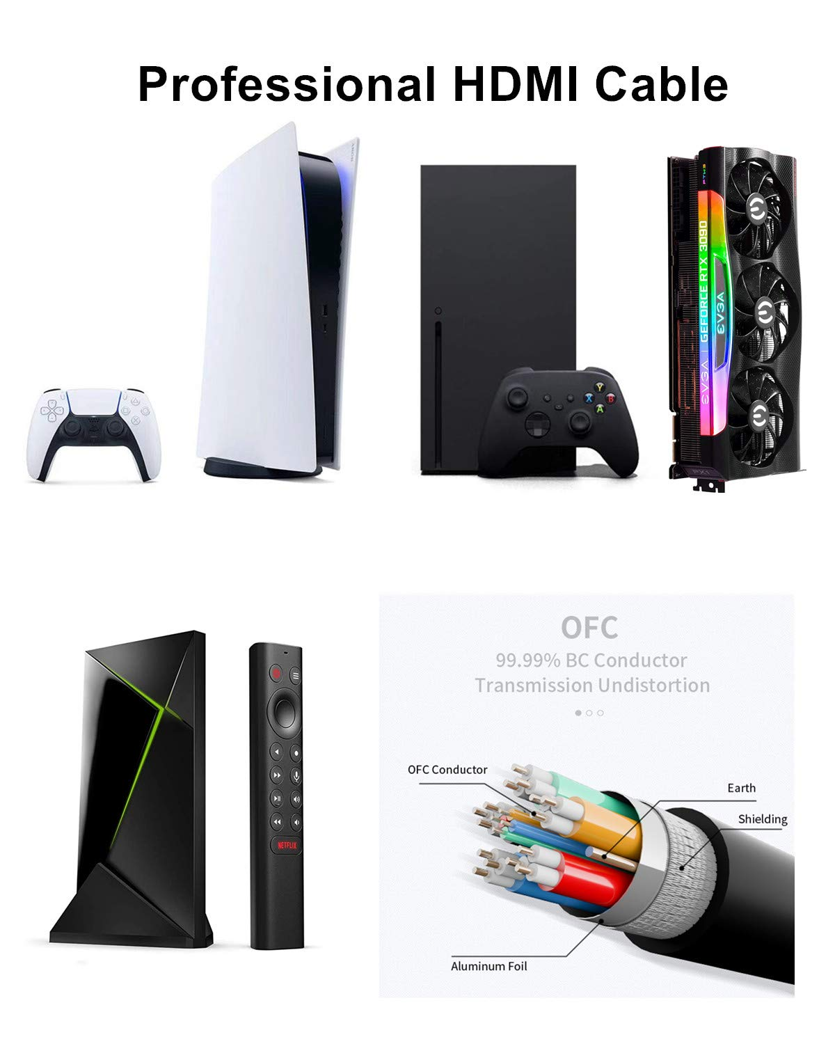 10K 8K 4K HDMI Cable 48Gbps 6.1M, Certified Ultra High Speed HDMI&reg; Cable 4K 240Hz 144Hz 120Hz 8K 60Hz 0.01Ms HDR10+ ARC Earc HDCP2.3 Netflix Roku TV PC Monitor Projector PS5 Xbox