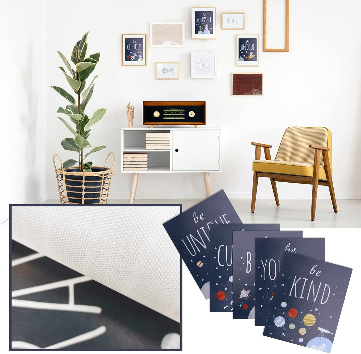 5Pcs Space Wall Prints Unframed Space Inspirational Posters 8 X 10 Inch Planet Motivational Quote Pictures for Playroom Bedroom Classroom Decor College Dorm