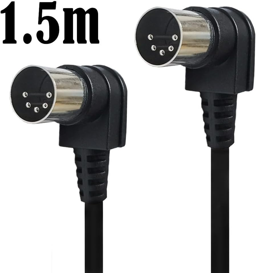 Double 90 Degree Right Angled MIDI Cable DIN Plug Socket Extension Cord Wire Male Din-5Pin Double 90 Degree MIDI 5Pin Cable for TV Surveillance Camera, Electronic Pianos (1.5M) image number 5