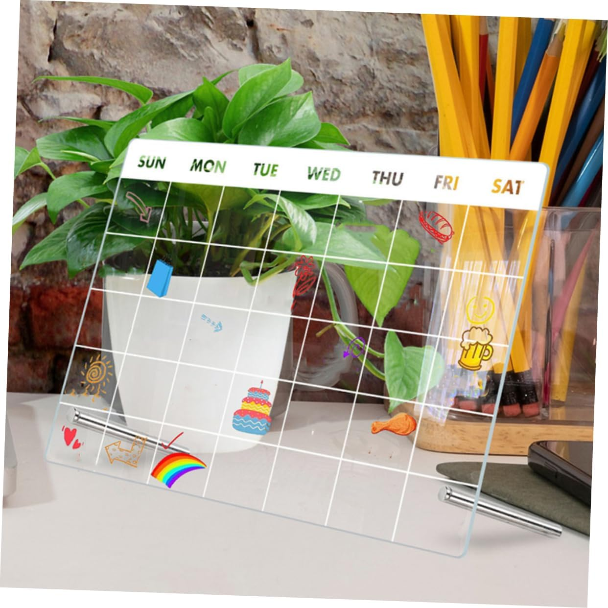 Operitacx 1Set Acrylic Desktop Clear Board Reusable Erasable Memo Board for Weekly Planning Easy to Clean Writing Markers for Office Students and Teachers image number 6