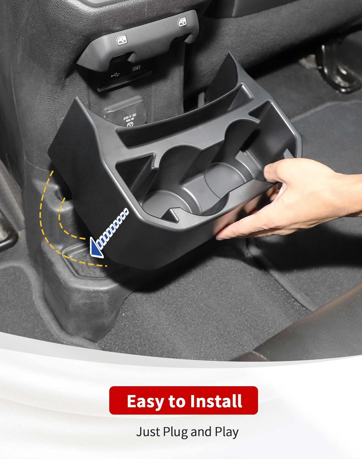 Jecar Backseat Cup Holder Floor Console Mounted Drink Holder Rear Storage Organizer Interior Accessories Compatible with Jeep Wrangler 2018-2023 JL JLU & JT Truck