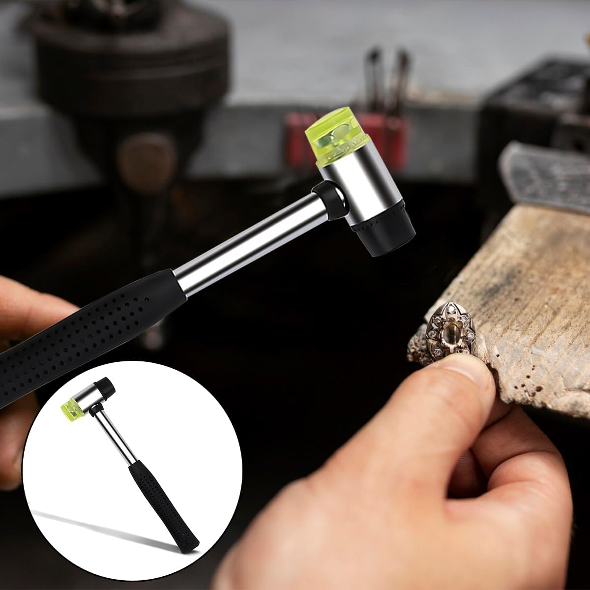 WELANE Rubber Mallet, Double Head Soft Hammer Installation Hand Tool for Leather Crafts, Jewelry, Flooring, Wood Installation (25Mm/0.98In) image number 5