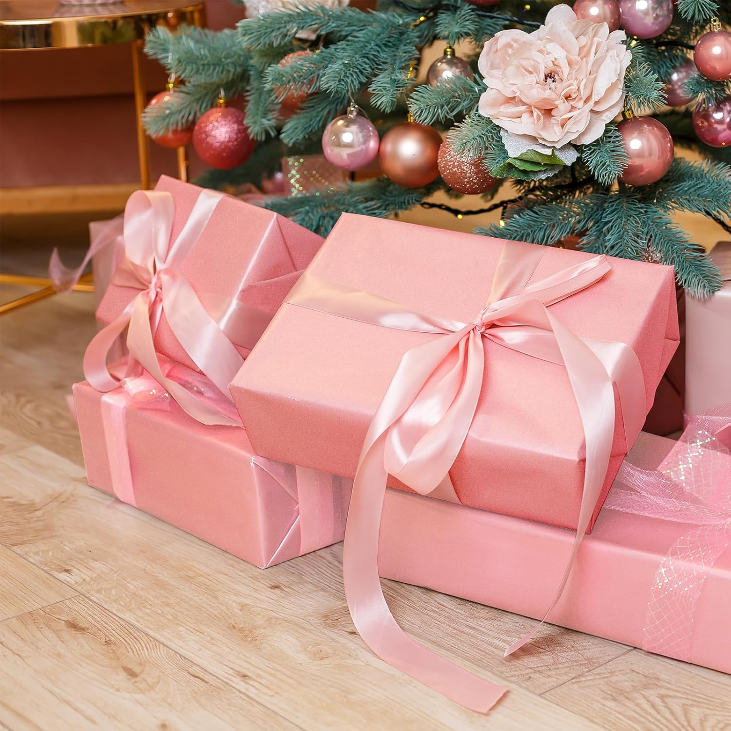 Fayrvind Gift Wrapping Paper, 17 Inches X 32.8 Feet Solid Color Pearly-Lustre Paper, Luxury Decorative Paper Rolls for Wedding, Valentine'S Day, Birthday, Baby Shower, Christmas, DIY Bouquet (Pastel Pink) - Blue image number 4