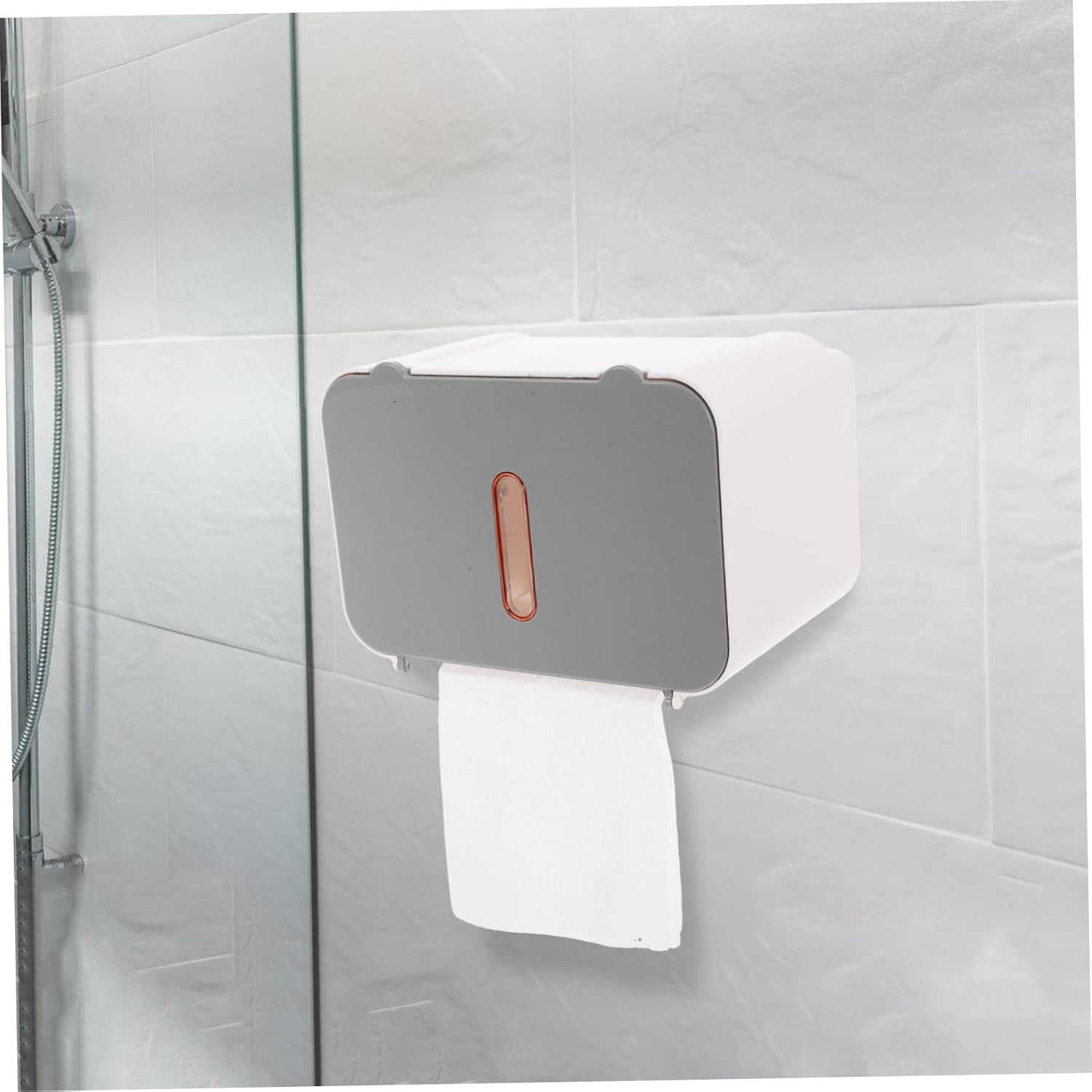 Waterproof No-Drill Wall Mounted Paper Towel Dispenser for Bathroom and Kitchen, Gray Plastic Paper Towel Holder, Space-Saving Tissue Box for Toilet and Washroom image number 1