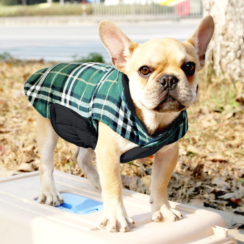 Albabara Dog Coat British Style Plaid Dog Winter Vest Cozy Waterproof Windproof Reversible Dog Jacket Pet Dog Cold Weather Clothes Warm Dog Apparel for Small Medium Large Dogs （XS - 3XL image number 3
