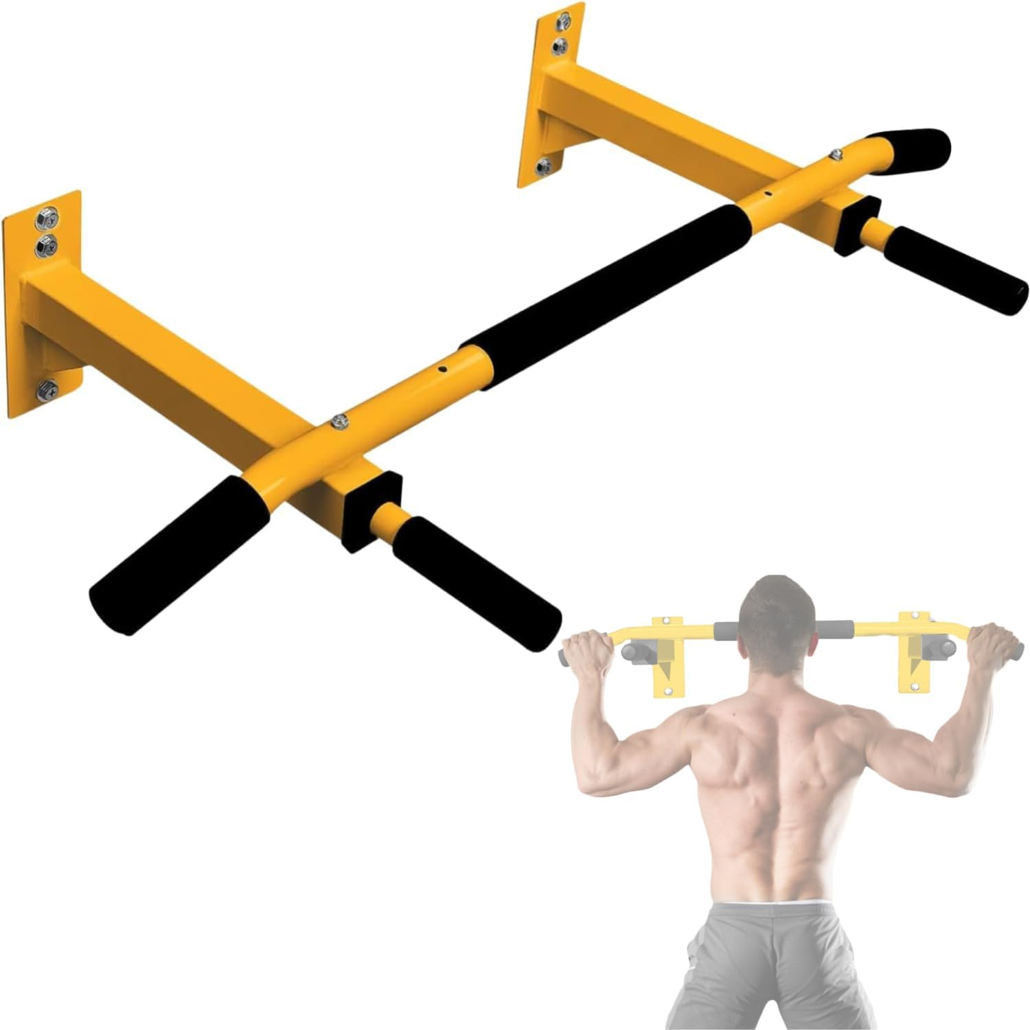 Yes4All Heavy Duty Wall Mounted Pull up Bar &ndash; Multi-Grip Ceiling Strength/Joist Mount/Chin-Up Bar for Home Gym Portable
