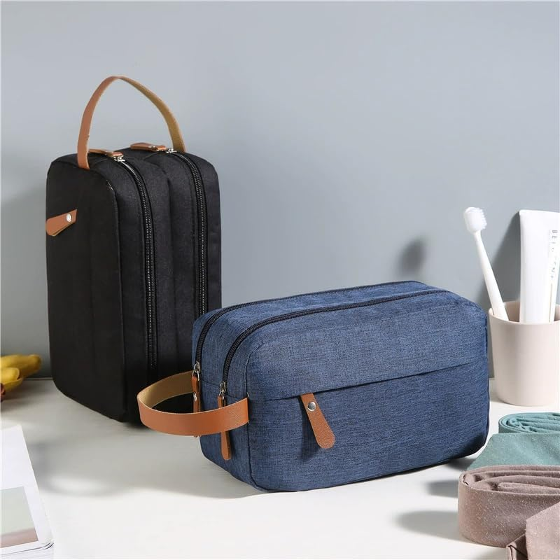 Men'S Water Resistant Canvas Toiletry Bag, 1Pc Black Hanging Shaving Bag, Water Resistant Canvas Shaving Bags Oxford Cloth Toiletry Bags,Travel Cloth Toiletry Caddy for Men image number 4