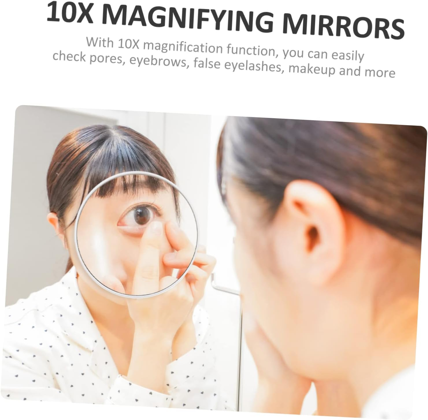 FRCOLOR Suction Cup Vanity Mirror round Mirror with Suction Cups Bathroom Makeup Mirror 10X Magnifying Mirrors Magnifying Suction Mirror Magnified Facial Silver Mirror White X7 Decorate