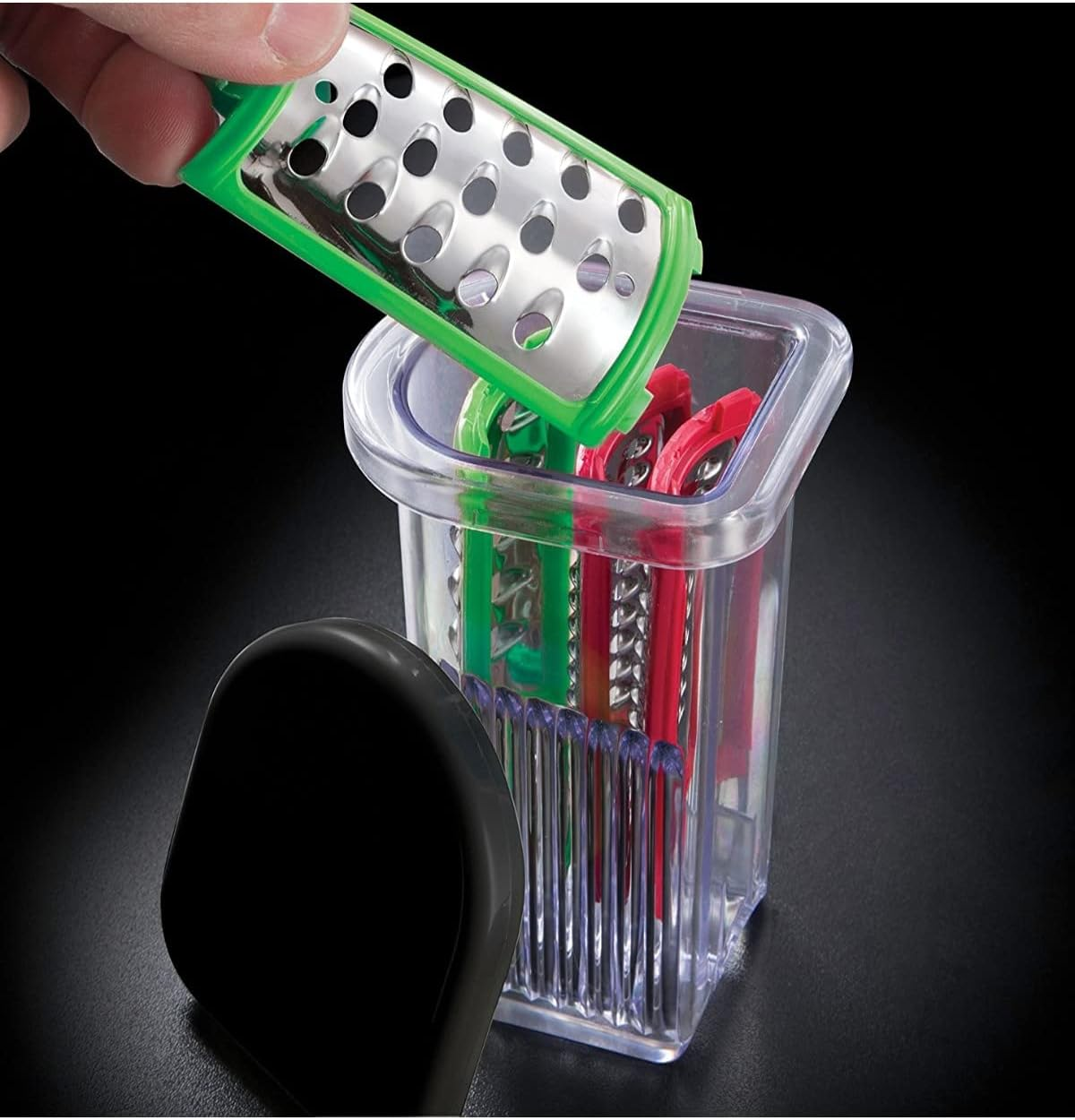 Russell Hobbs Electric Vegetable Cutter [Schnitzel with 3 Graters: Coarse & Fine, Slices] Desire Red (BPA Free & Dishwasher Safe, Grater & Rasp) Chopper & Kitchen Grater 22280-56 image number 1