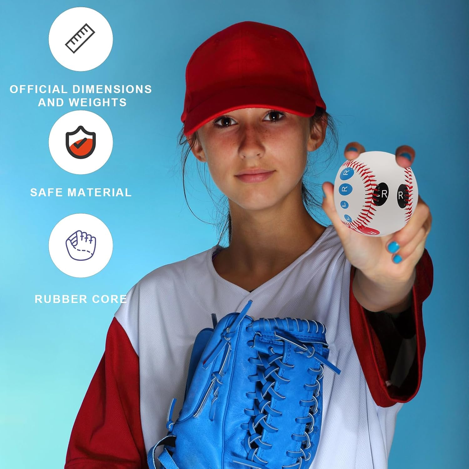 3 Piece Baseball Training Ball, Pitch Training Ball with Finger Placement, for Teens and Beginners to Learn Multiple Baseball Grips image number 5