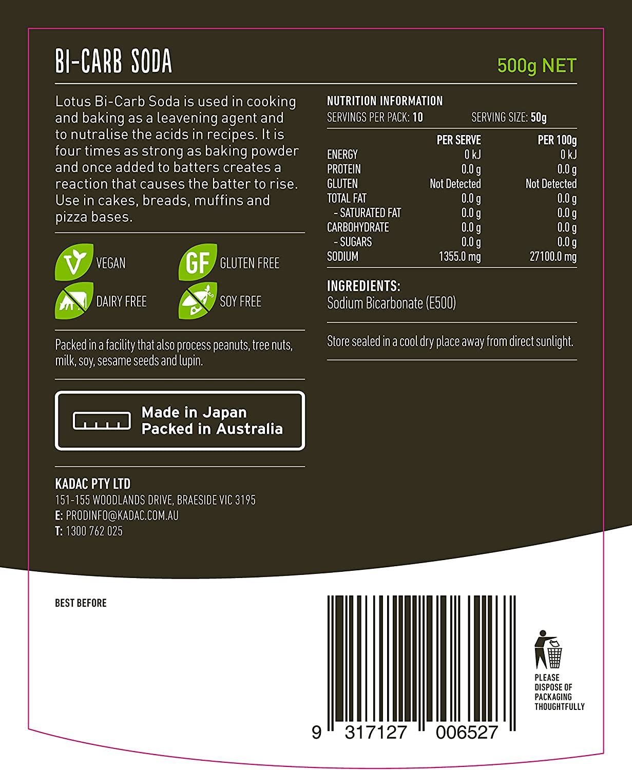 Lotus Aluminium Free Bicarbonate Soda 500 G, 500 G image number 2