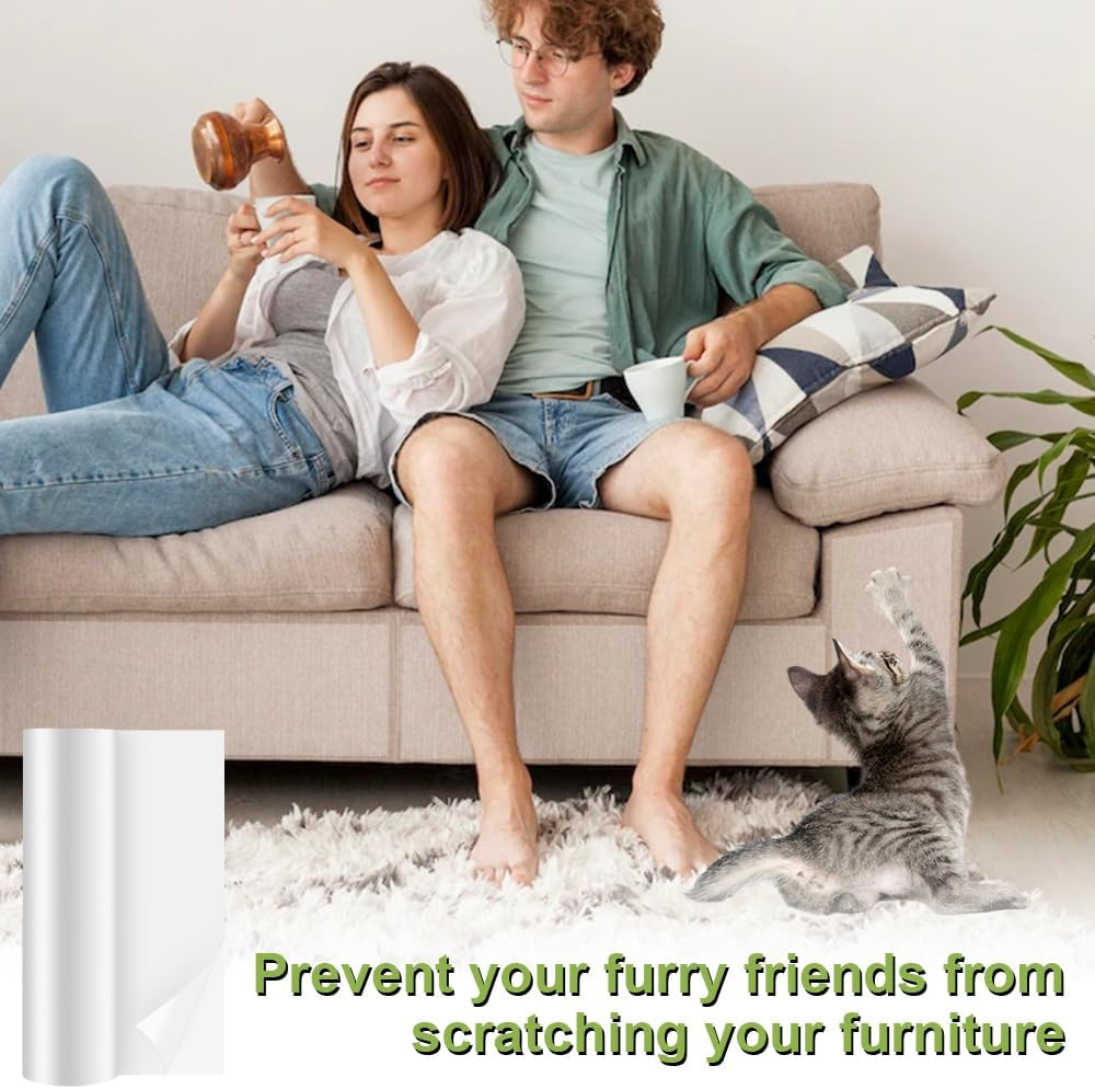 Sofa Transparent Scratch Protection Pad Furniture Protector Cat Scratching Film Cat Self-Adhesive Cat Scratch Protection Anti-Scratch Tape for Furniture Couch Sofa Wall