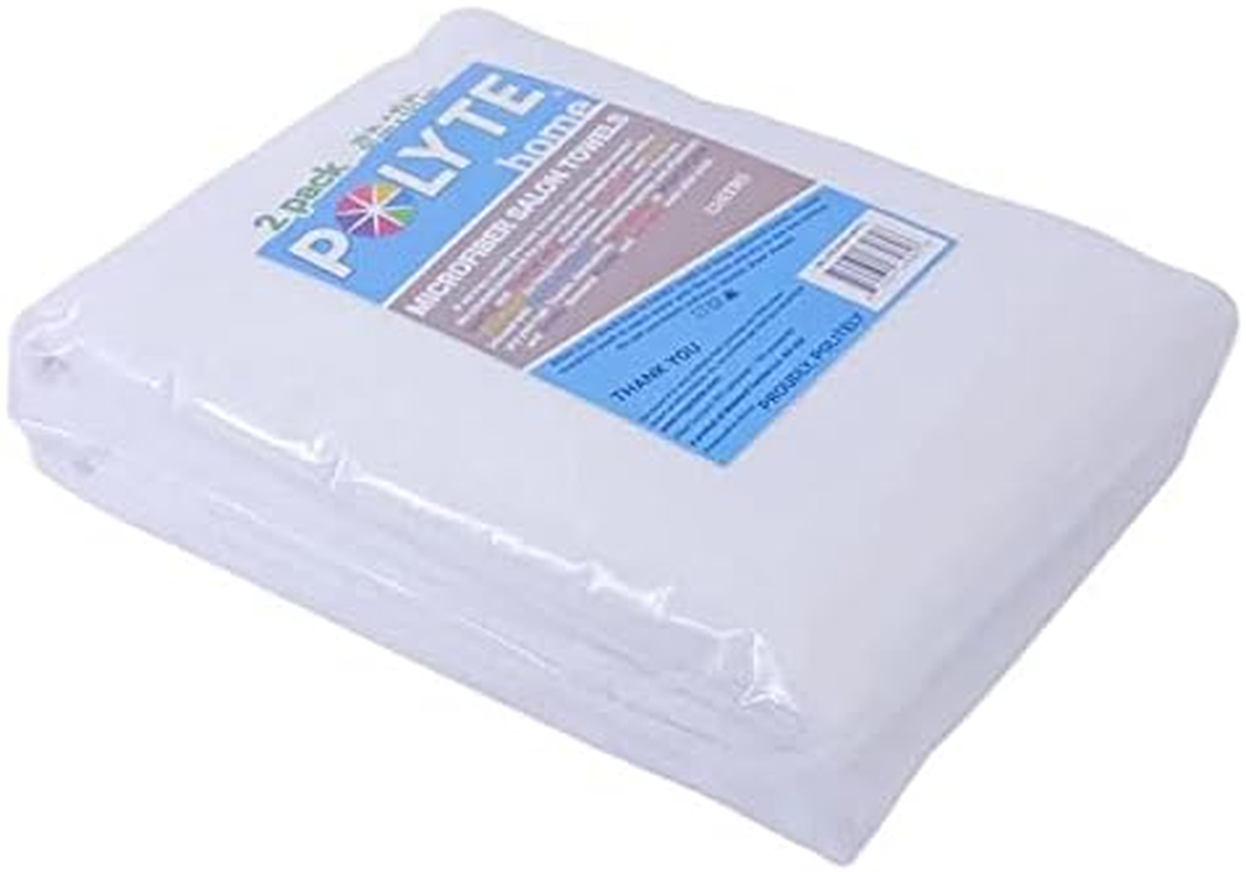 POLYTE Professional Quick Dry Lint Free Microfiber Hair Drying Salon Towel, 20 X 40 In, 2 Pack (White) image number 2