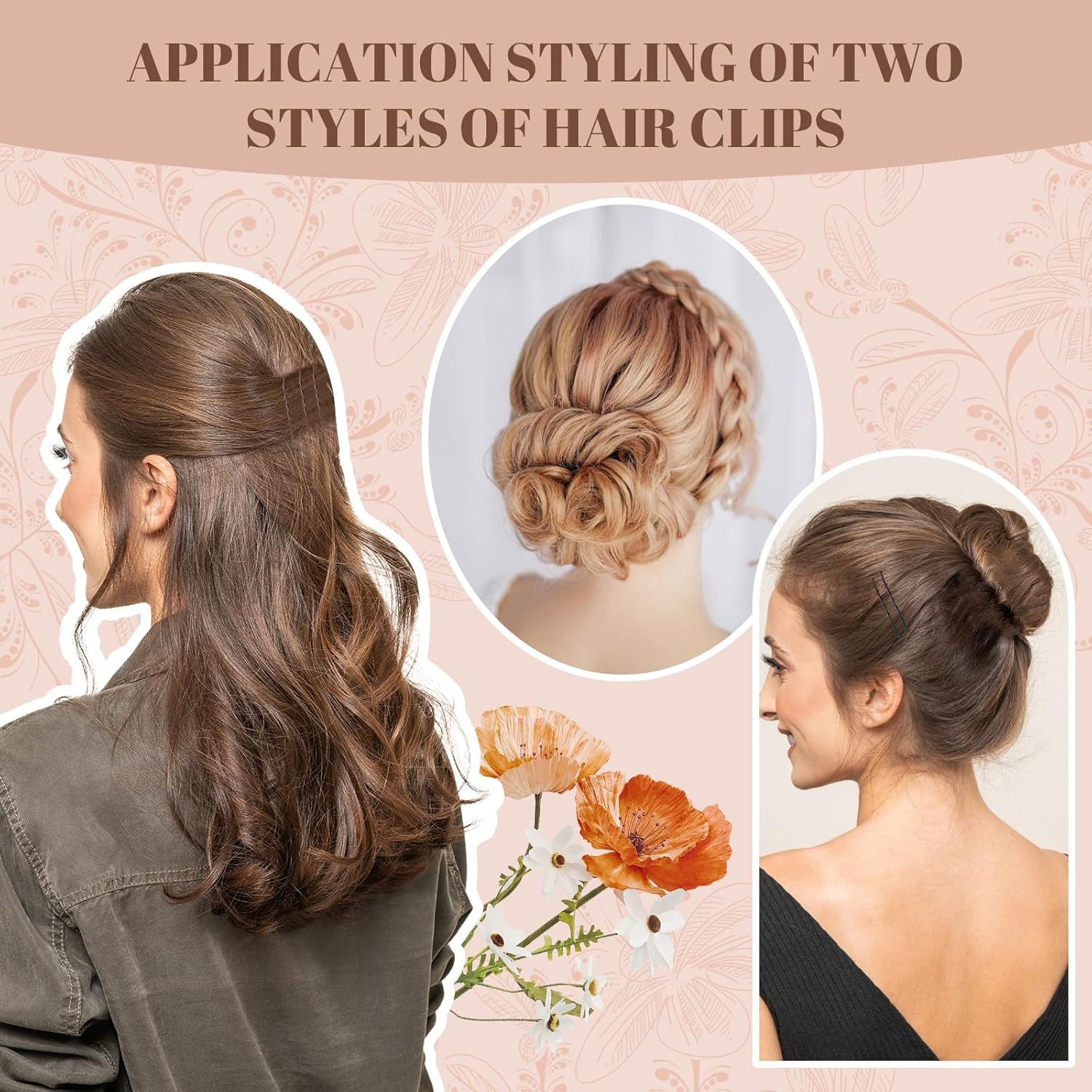 Axinost Pack of 300 Hair Pins, Metal Wave Shape Hair Clips, Bobby Pins, U Hair Clips, Hair Pins, Hair Scrunchie, with Storage Box for Children, Girls, Hairdressing Salon (Black and Brown) image number 2